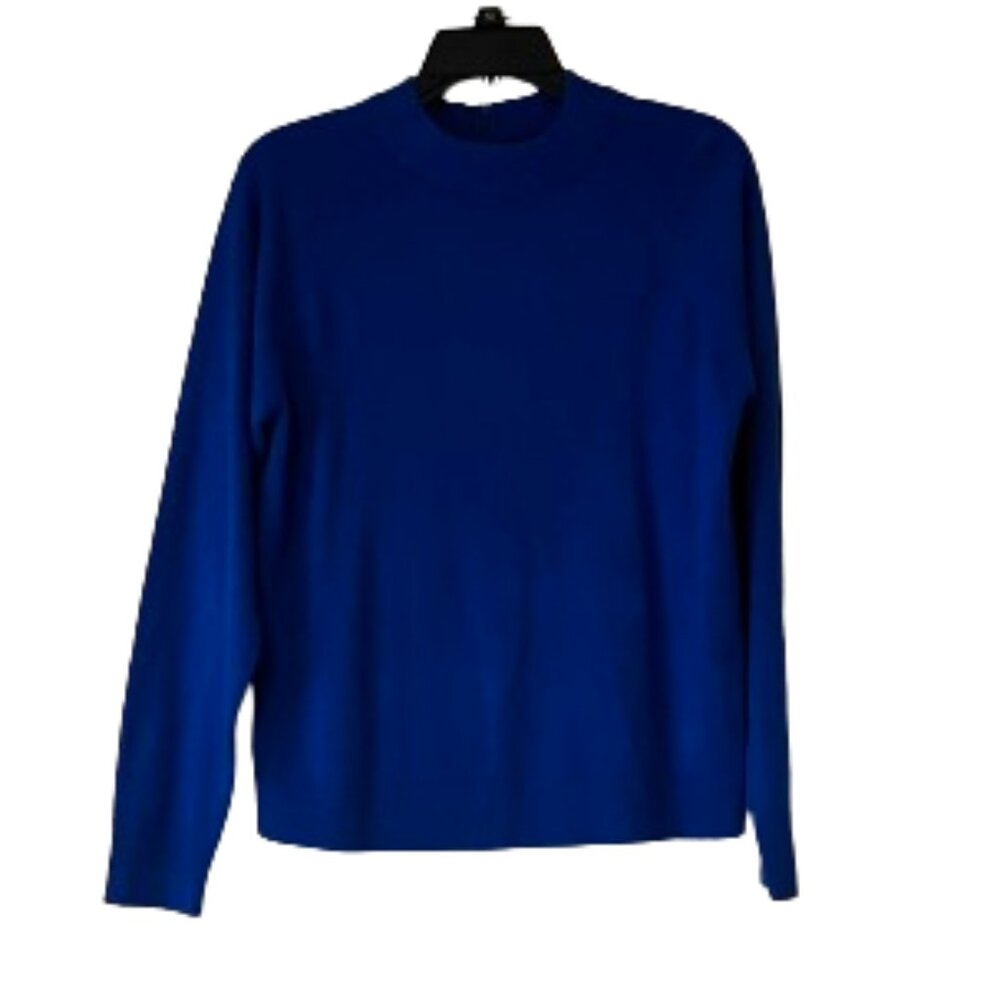 Designers Originals Royal Blue Zip Closure Long Sleeve Mock Neck Sweater - M